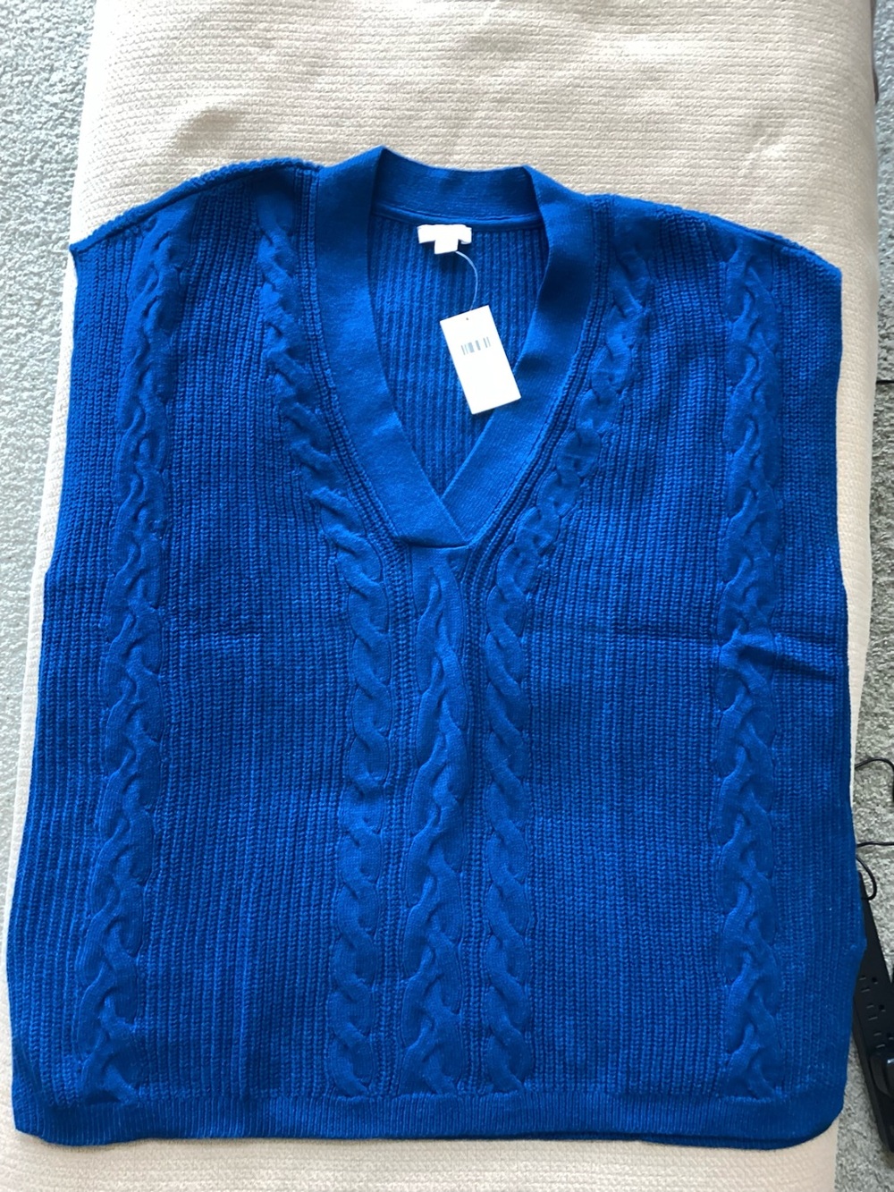 J. Jill Deep Blue V-Neck Cable Knit Sweater